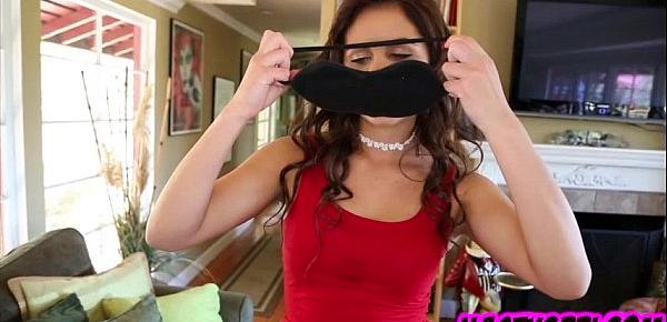  Blindfolded Blair Summers waits for someone to fill her tight cunt